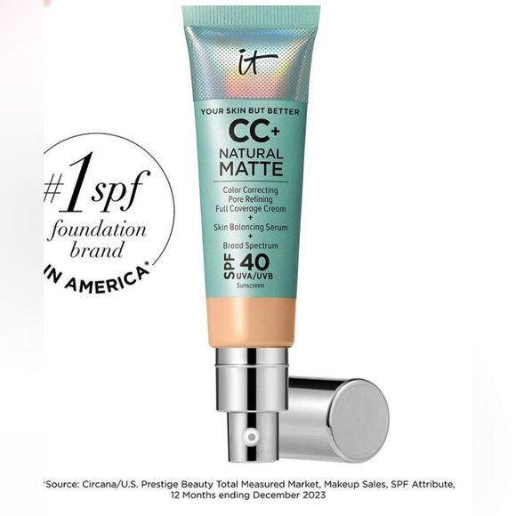 IT Cosmetics CC+ CREAM NATURAL MATTE FOUNDATION WITH SPF 40 Color:light medium w - Picture 1 of 5